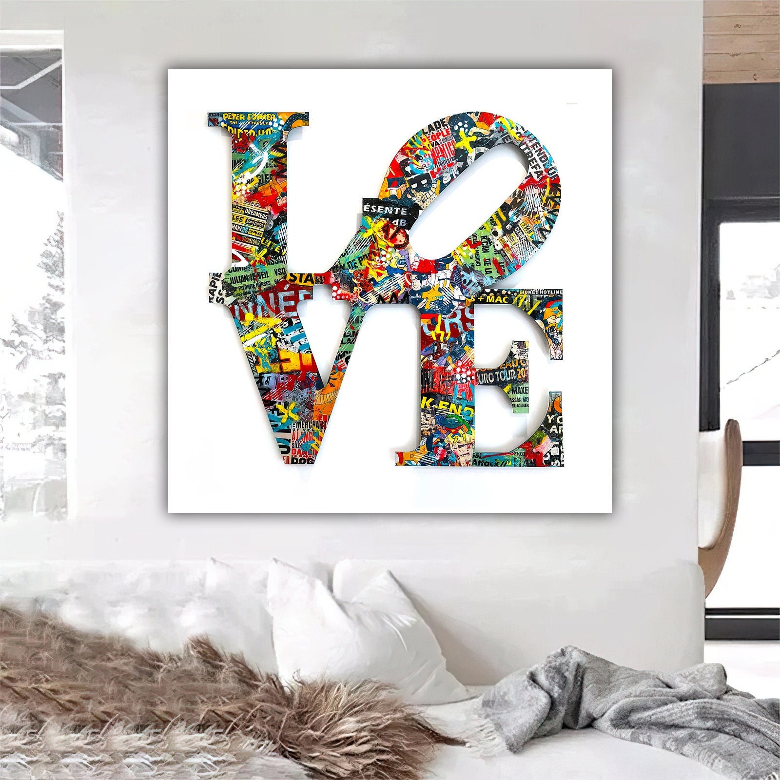 Love Graffiti Canvas Painting Love Canvas Print Graffiti Etsy