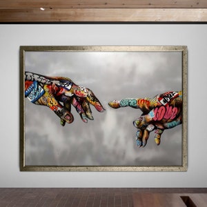 Banksy graffiti Framed  , framed canvas print, large size framed art, framed poster, ready-made framed canvas , living room framed painting