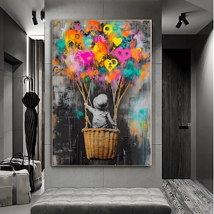 Banksy Balloon Canvas, Balloon Poster, Banksy Art, Wall Art Canvas Design, banksy Girl Canvas,  Vibrant Urban Decor, Ready to Hang