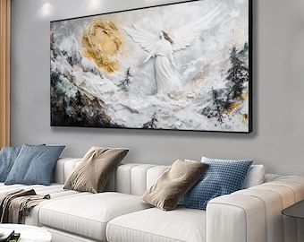 Angel Art Print - Ethereal Spiritual Wall Decor, Serene Pastel Angel Painting, Inspirational Home Art, jesus angel art