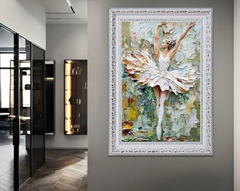 Ballerina Canvas Print, Elegant Ballerina Wall Art, Ballet Art, Graceful Ballerina Artwork, White Ballerina canvas wall art