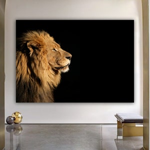 Black And White Lion, Lion Wall Art, Lion Canvas, Lion Wall Decor, Animal Wall Art, Animal Canvas, Lion Photo, Lion Print, Lion