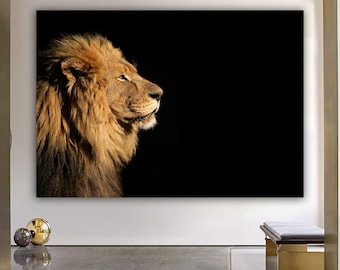 Black And White Lion, Lion Wall Art, Lion Canvas, Lion Wall Decor, Animal Wall Art, Animal Canvas, Lion Photo, Lion Print, Lion