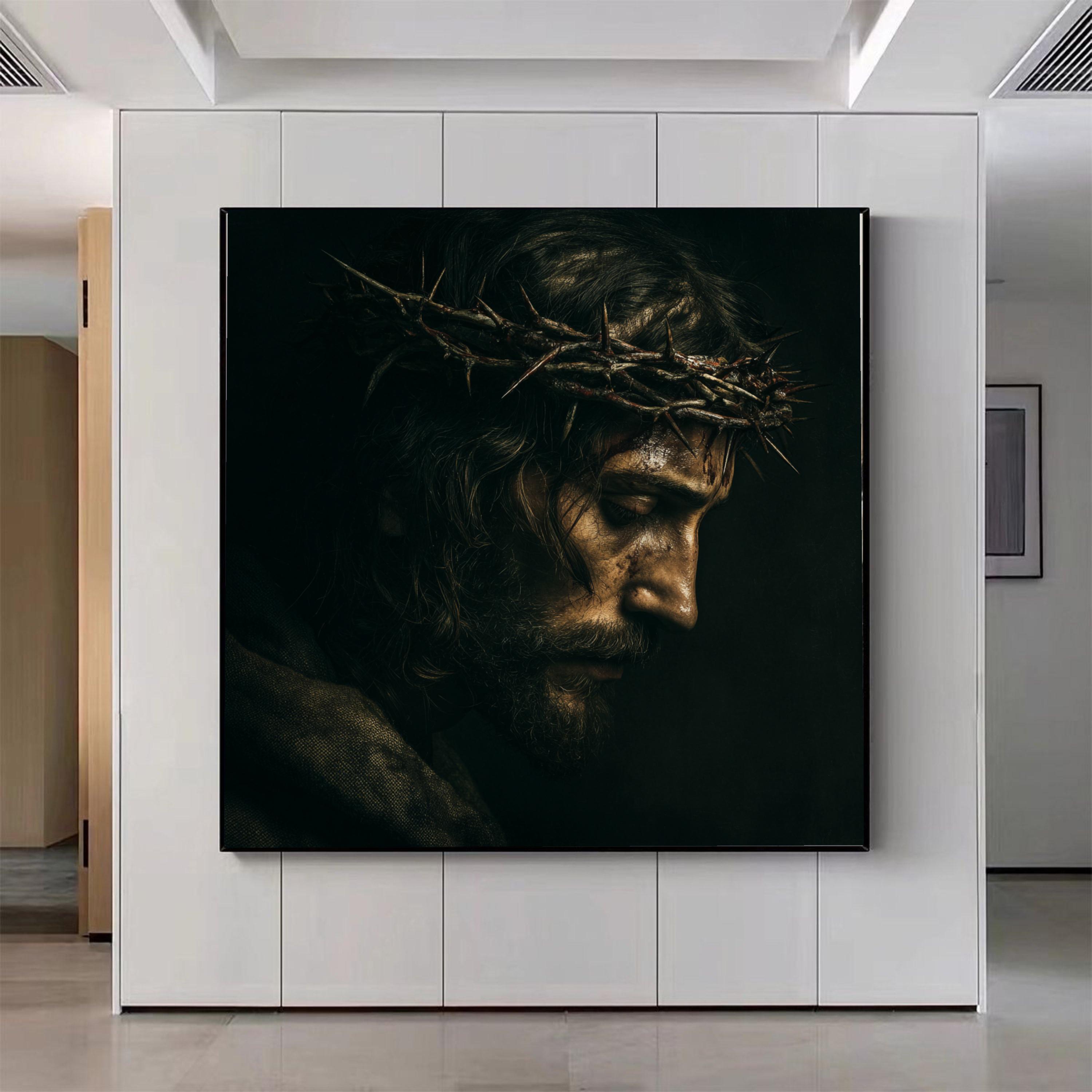 Jesus Christ Crown of Thorns Canvas, Religious Wall Art, Christian ...