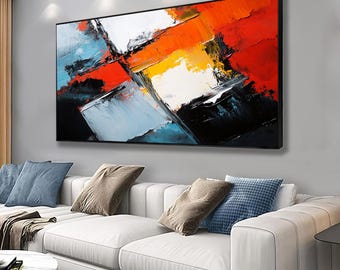 Modern abstract canvas, living room wall decor, pastel colors abstract art