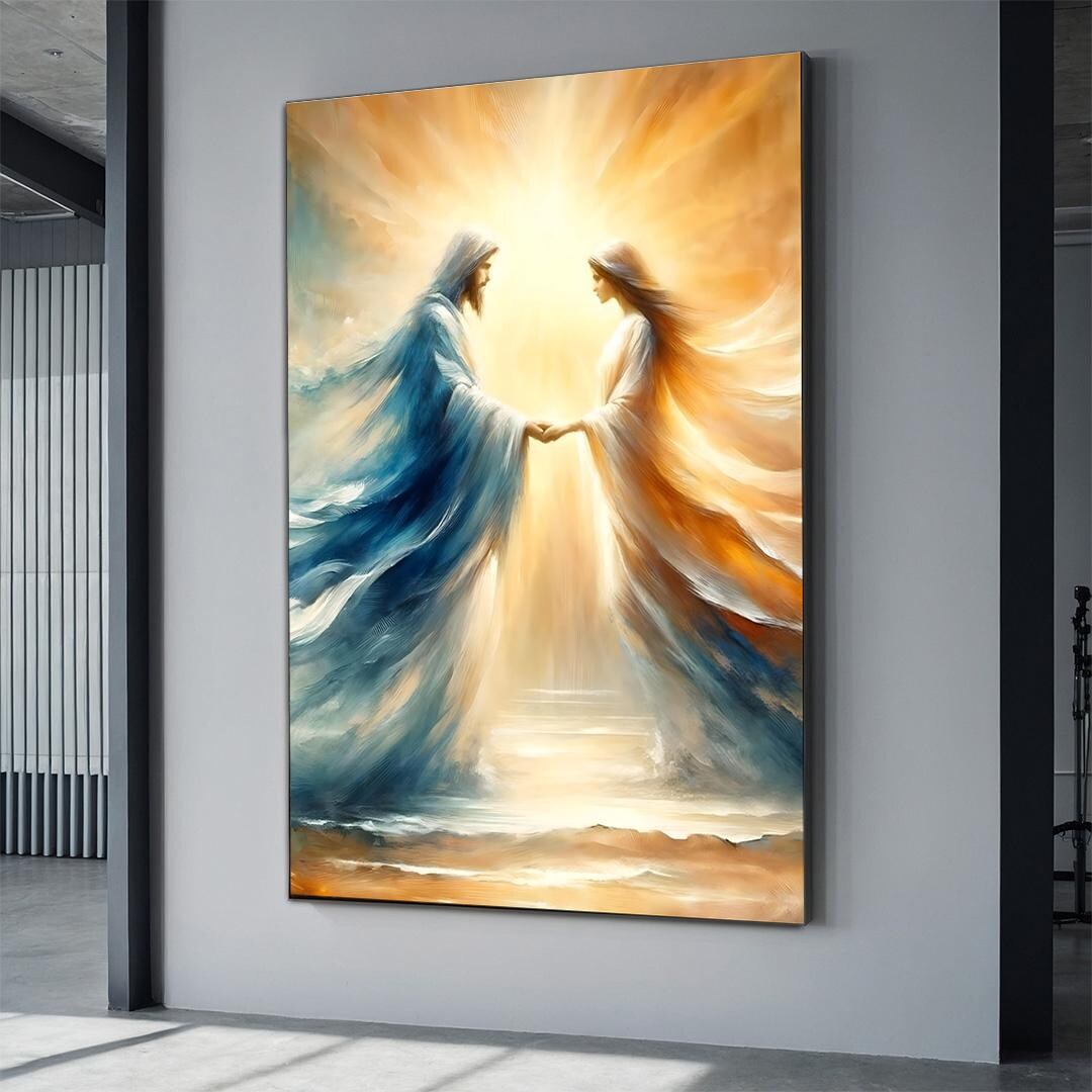 Jesus and Mary Abstract Spiritual Canvas Painting, Religious Wall Decor ...