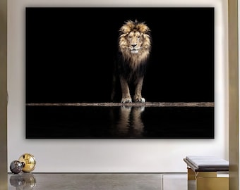 Black And White Lion, Lion Wall Art, Lion Canvas, Lion Wall Decor, Animal Wall Art, Animal Canvas, Lion Photo, Lion Print, Lion