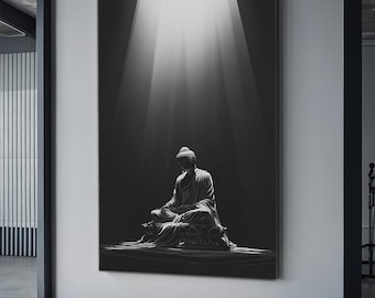 Buddha divine light canvas painting, buddhism art, meditation poster, buddhist wall decor gift