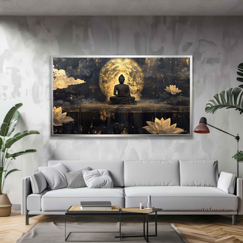 Gold and Black Buddha Canvas, Luxury Buddha Painting, Zen Buddha Art ...