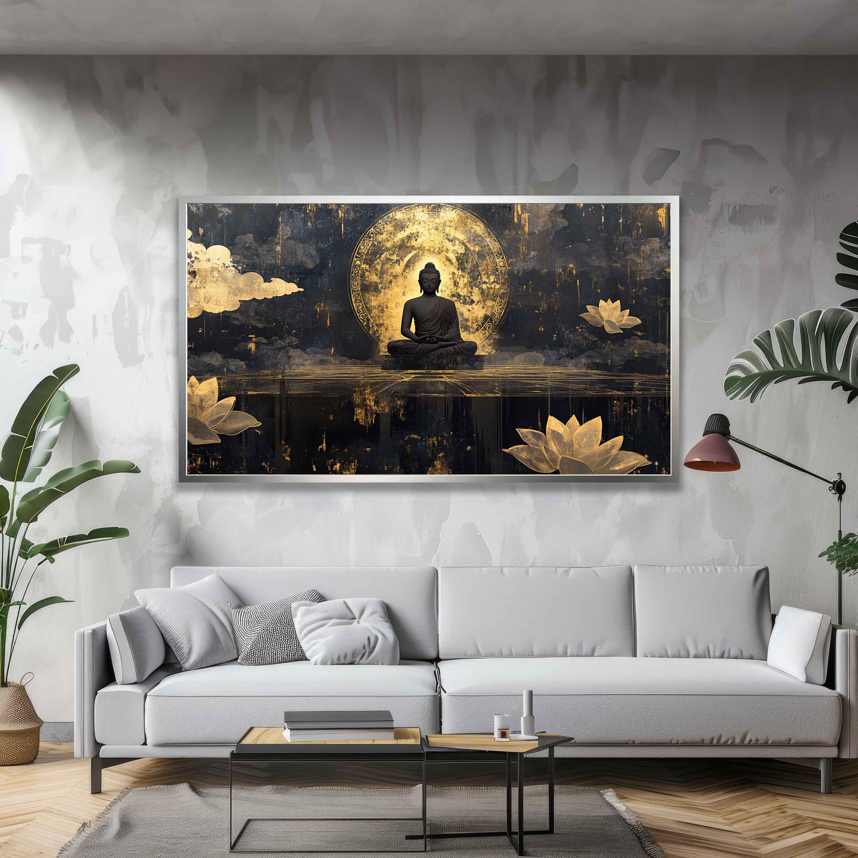 Gold and Black Buddha Canvas, Luxury Buddha Painting, Zen Buddha Art ...