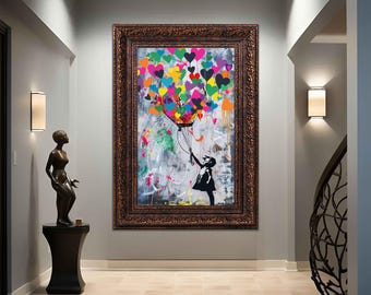 Banksy Balloon Canvas, Balloon Poster, Banksy Art, Wall Art Canvas Design Decor banksy balloon print, pop art banksy print