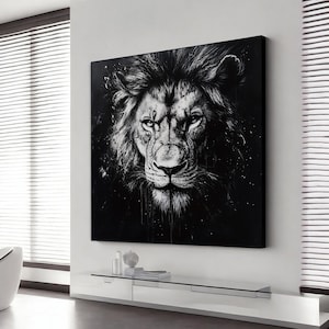 Lion canvas wall art - Lion Painting - Fashion Print - Canvas Art - Lion Portrait - Fashion Art - Contemporary - Animal Art