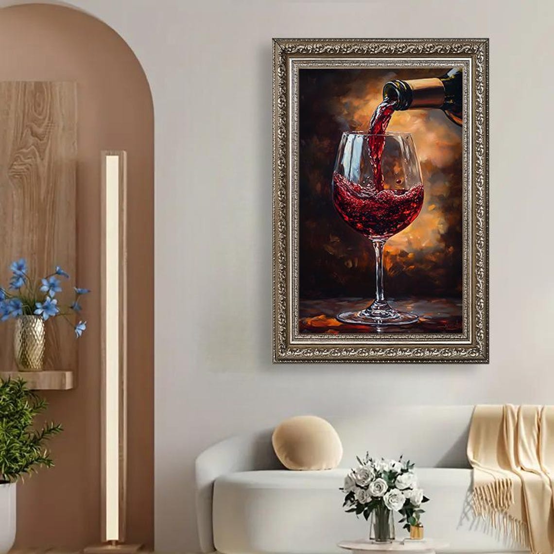 Red Wine Pour Canvas Art – Elegant Wine Glass Painting for Kitchen or ...