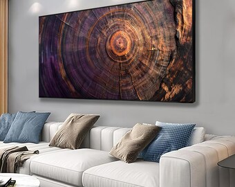 Abstrakte gerahmte Wandkunst, abstrakte gerahmte Baumring-Wanddekoration, minimalistische Hauptleinwandkunst, moderne Bauernhausdekor-Leinwand