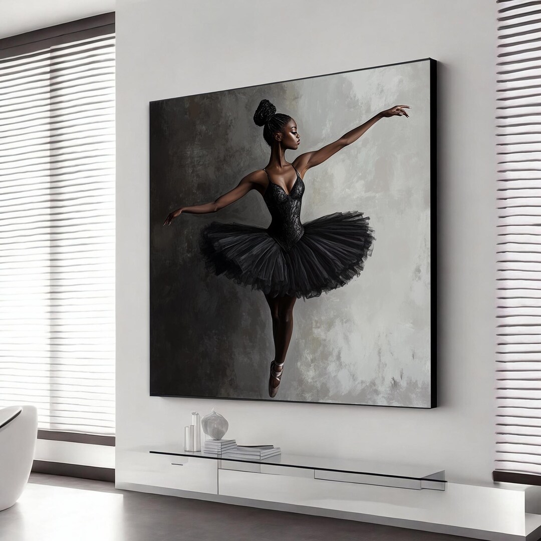 Black Ballerina Girl Canvas Painting, African Ballet Painting ...