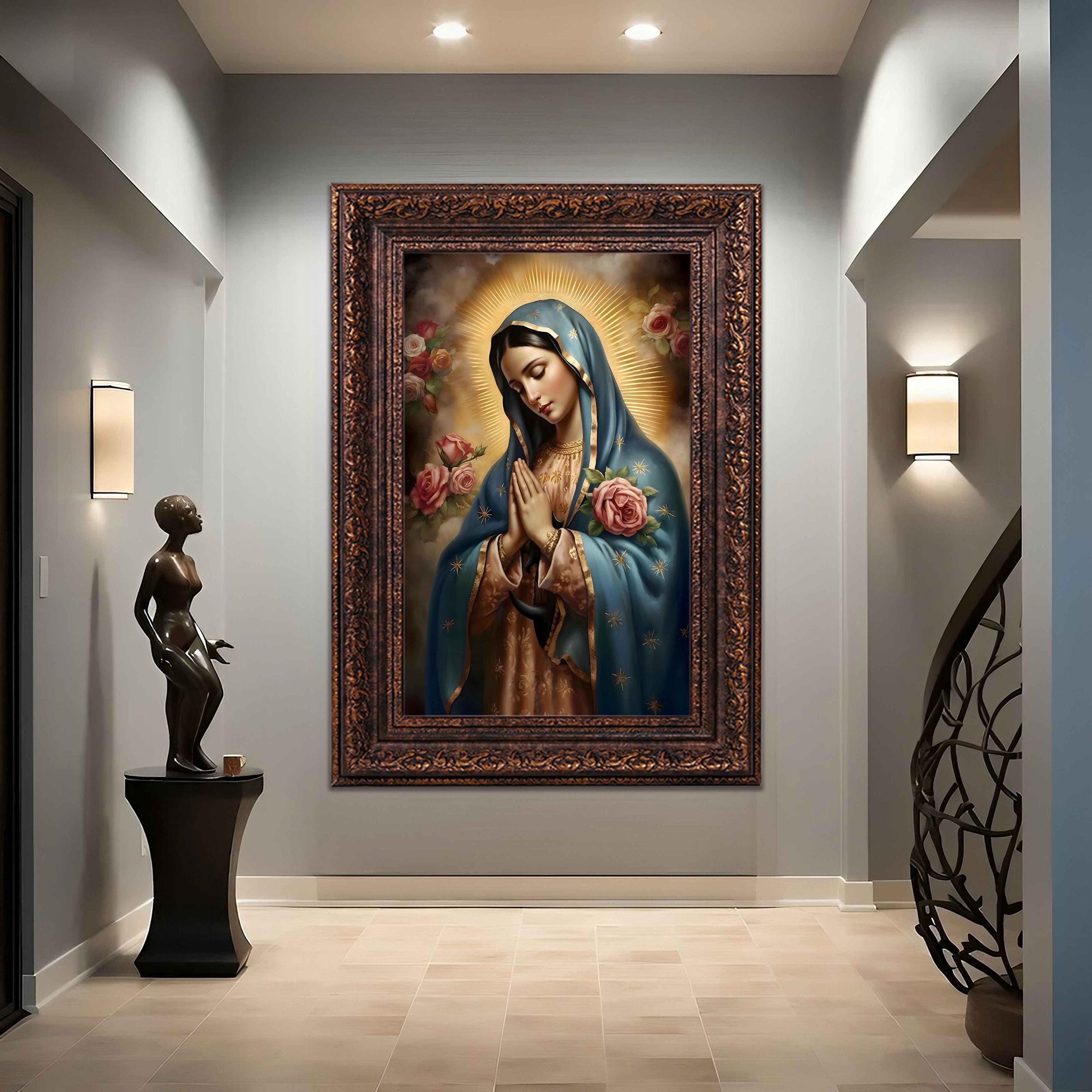 Stained Glass Virgin Mary Wall Art, Our Lady of Guadalupe Print ...