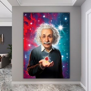 Einstein illustration canvas Wall Art, Einstein Graffiti canvas Wall Art, Albert Einstein Art canvas Print Office canvas Print Wall Decor