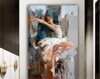 Ballerina Canvas, Ballerina Room Decor, Girl Room Decor, Dancer Painting, Ballerina Poster,  dancing ballerina wall decor,