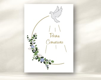 ITA Biglietto Prima Comunione per Bambino, PDF Digitale Stampabile