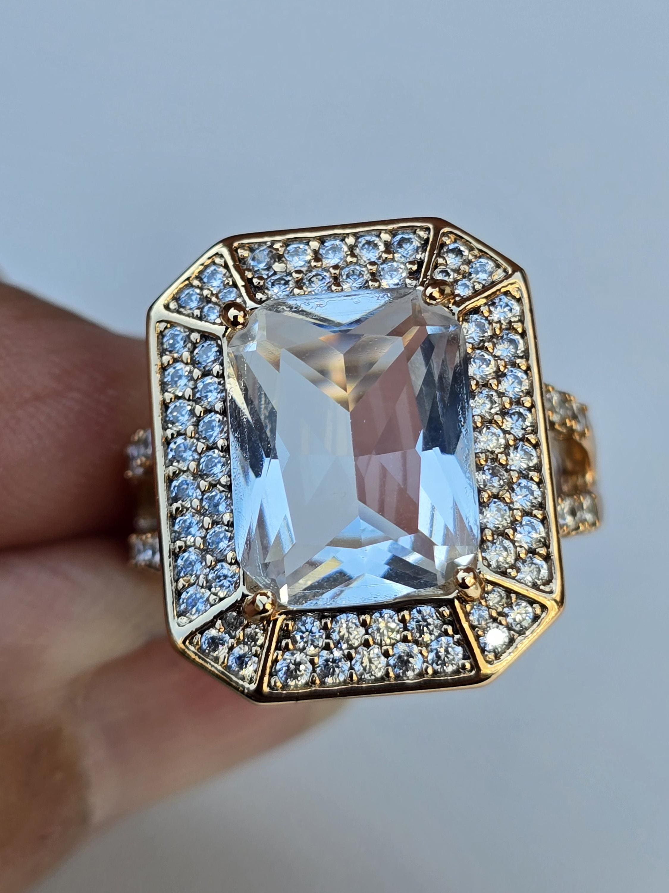 large 18ct rose gold plated vintage cocktail ring , birthday, anniversary, cubic zirconia  , women's, fancy,beautiful