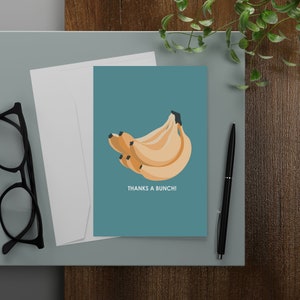 Thank You Card, Thank You Greeting Card, Thanks a Bunch, Bananas Card