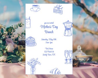 Editable Mothers Day Brunch Invitation Template | Minimalist Mother's Day Invite | Brunch Invitation | Printable 5x7 card | Instant Download