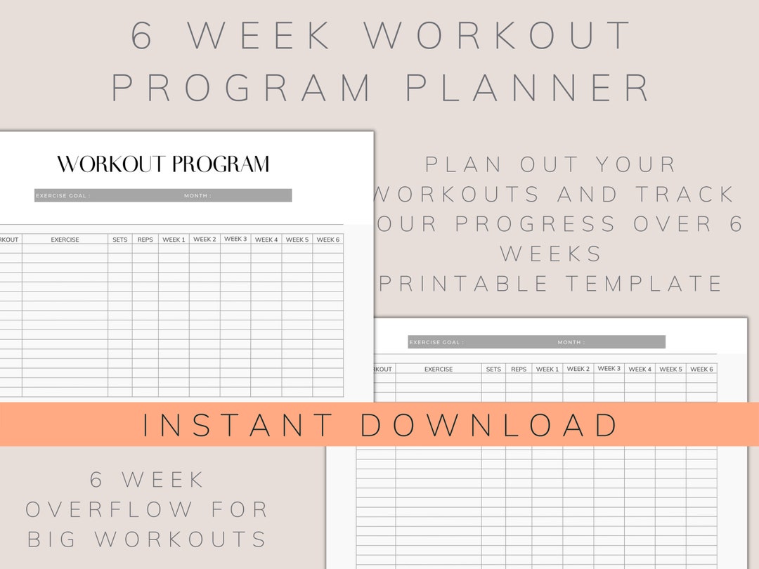 6 Week Exercise and Workout Program/ Plan Tracker Minimal - Etsy
