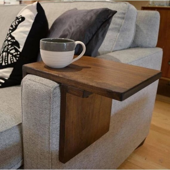 Vintage Sofa Arm Rest Tray Table Wooden Couch Remote Snack New Zealand Vintage Sofa Arm Rest Tray Table Wooden, Couch Armrest Cup Holder