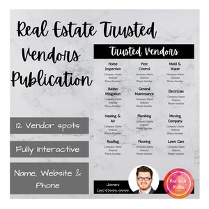 Real Estate Trusted Vendors, Real Estate Agents, Marketing, Home Maintenance Vendors | Digital Download | 077