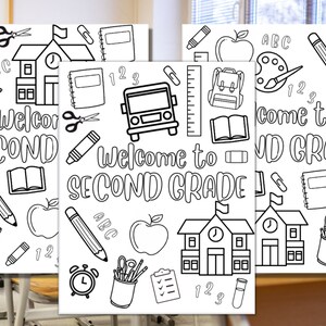 Welcome to Second Grade Coloring Sheet, Open House, Back to School | Digital Download | 064