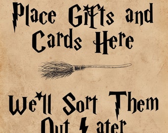 Sorting Hat Sign, Gift Sign, Magical Tiny Witch Wizard, For Baby Shower, Birthday Party