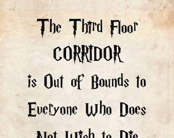 Third Floor Corridor Do Not Enter Sign for Magical Party, Baby Shower, Tiny Witch Wizard