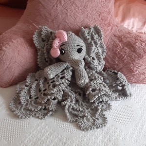 Elephant Lovey with Bow. Baby Girl.