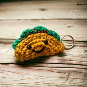 Taco Keychain. Crocheted Kawaii Food mini plush. MADE TO ORDER