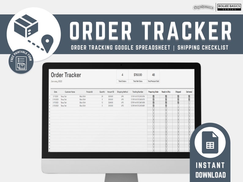 Order Status Tracker Order Tracker, Book Keeping, Spreadsheet Template