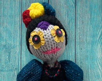 Dia De Muertos Doll: Circular KNITTING MACHINE PATTERN for Crocheted Knitted Stuffed Creepy Halloween Goth Day of the Dead Doll