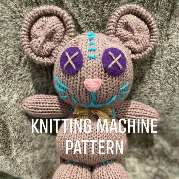 KNITTING MACHINE PATTERN Crocheted Knitted Toy Mouse Stuffed Animal