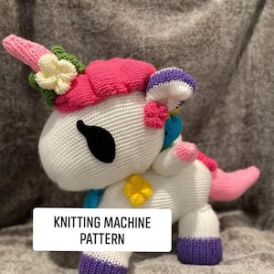Circular KNITTING MACHINE PATTERN Knitted Unicorn Stuffed Animal