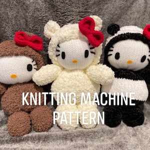 KNITTING MACHINE PATTERN Knitted Kawaii Kitty Cats x Bears Stuffed Animals