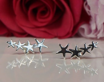 4Star - Sterling Silver 4 Star Climber Studs