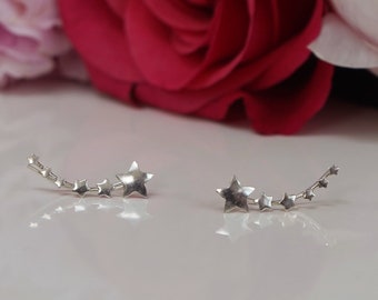 Climbing Star - Sterling Silver 6 Star Ear Climbers