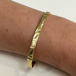 24K Gold Adjustable Thin Hammered Bangle main image 1