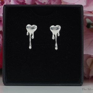 Melting Hearts - Polished Abstract Sterling Silver Stud Earrings