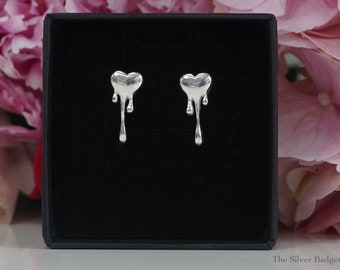 Melting Hearts - Polished Abstract Sterling Silver Stud Earrings