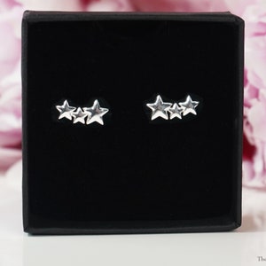 Triple Star  - Stud Earrings Faux Climbers 3 Stars