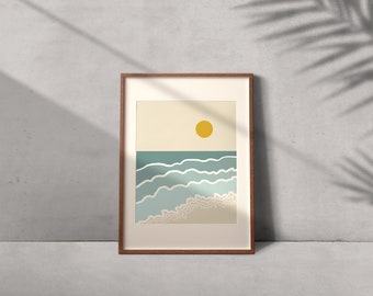 Printable Wall Art, Digital Print, Wall Decor, Abstract Art Print, Instant Download, Minimalist Print, Pastel, landscape, beach