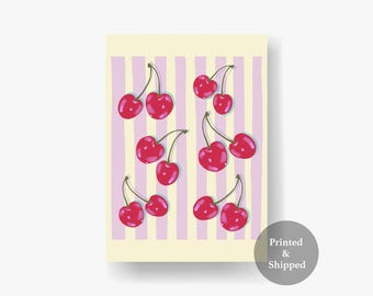 Cherry Fruit Art Print: Retro Y2K Kitchen Wall Decor