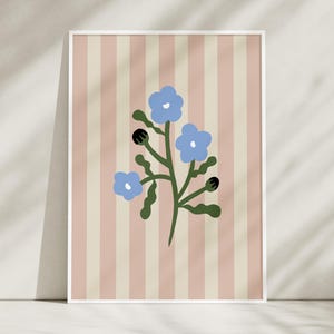 Poppies Tulips Bouquet Art Print, Floral Graphic Illustration, Flower Market Poster, Trendy Wall Art, Unframed Print, Minimal Wall Decor
