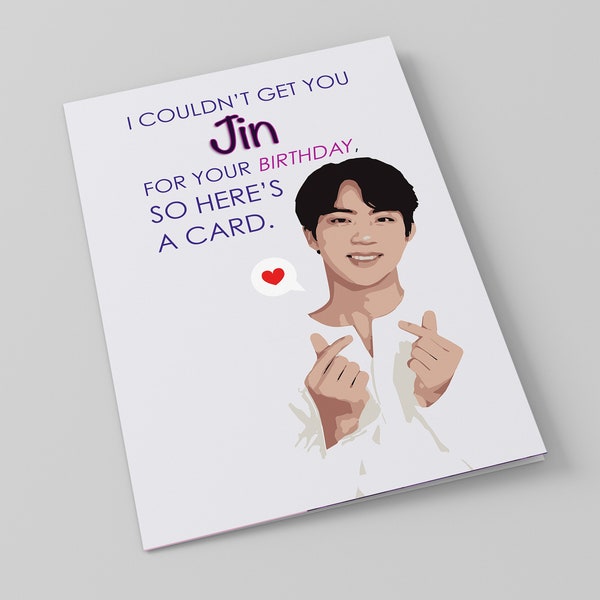 Jin Seokjin Worldwide Handsome BTS happy birthday card instant downloadable cute Korean printable k-pop kpop greeting card