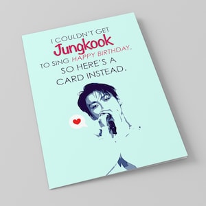 Jungkook Jeon Jungkook JK BTS cartão de feliz aniversário para download instantâneo fofo coreano para impressão k-pop kpop cartão de felicitações